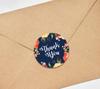 Darling Souvenir 45 Pcs Round Floral Border Black Thank You Stickers Wedding Envelope Seal-1.6