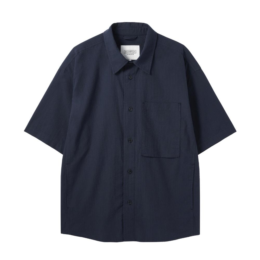 Brompton London Cotton Set Seersucker Half Sleeve Shacket - Navy (P242Mjk535) Navy/110