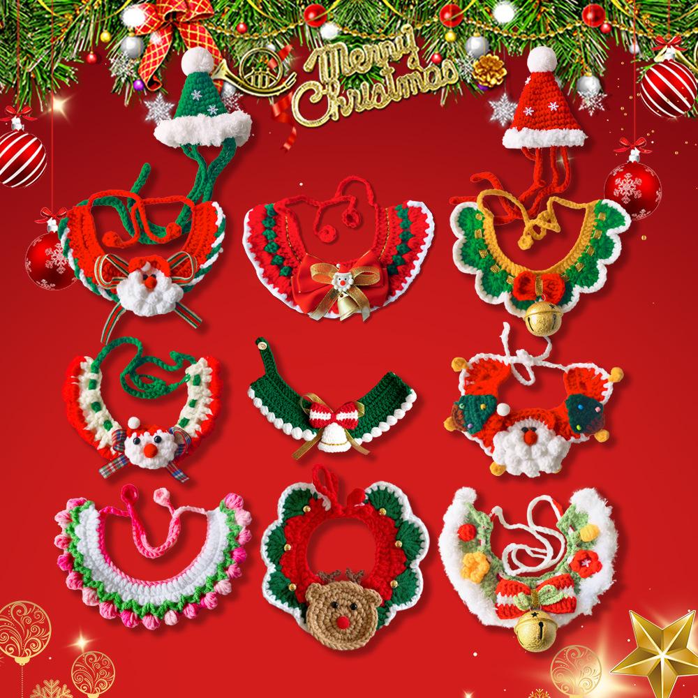 Weihnachts-Strickschal für Haustiere & Katzen-Lätzchen-Anhänger