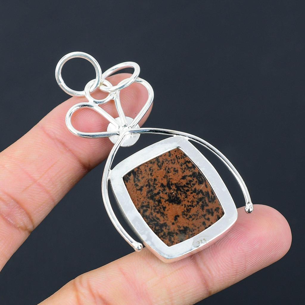 Friendship Day Deal 925 Sterling Silver Natural Mahogany Obsidian Mother Pendant