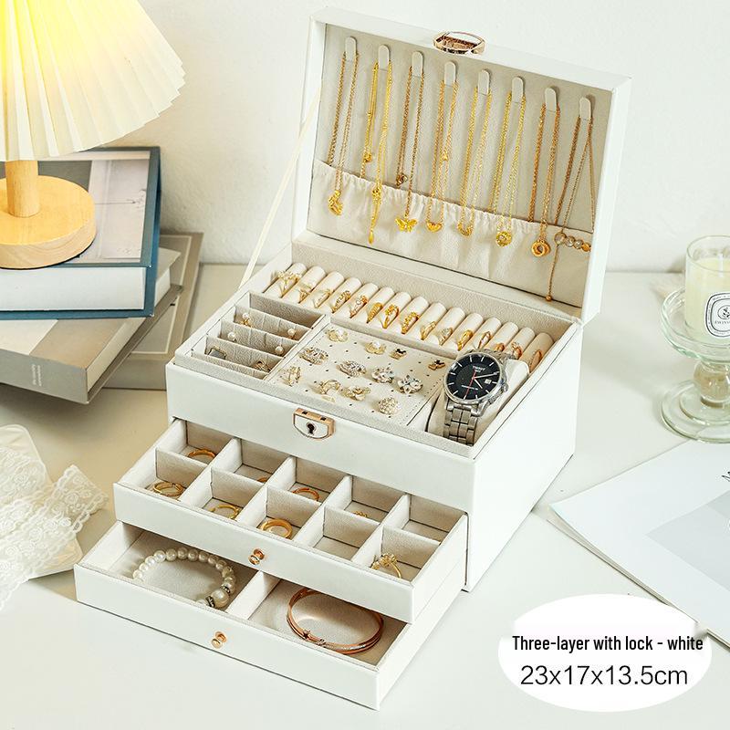 Locked Multi-Layer Jewelry Organizer: Anti-Oxidation Storage for Earrings, Necklaces, and Rings