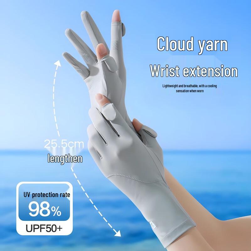Women s Ice Silk Sun Protection Fingerless Driving Gloves