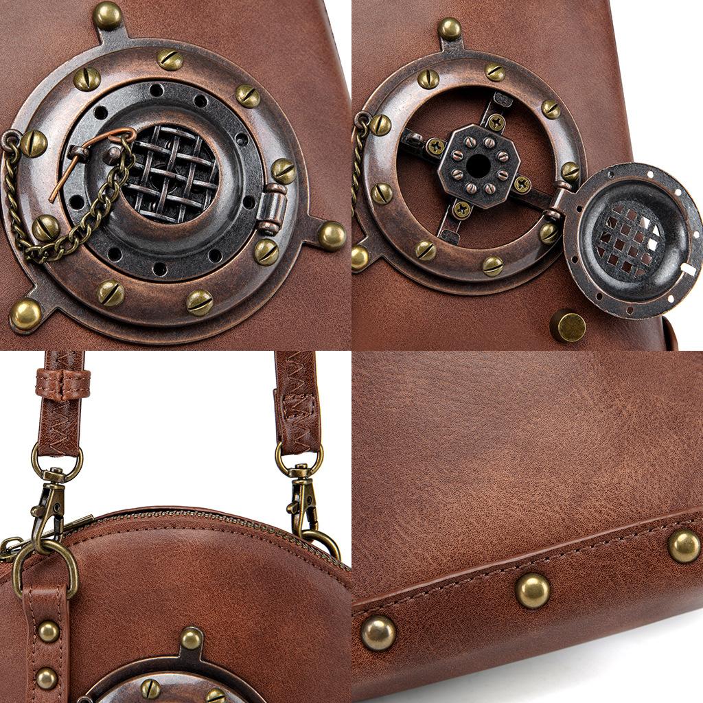 Original Niche Design Handbag, A Female Heavy Industry Metal-decorated Retro Style Mobile Phone Crossbody Bag