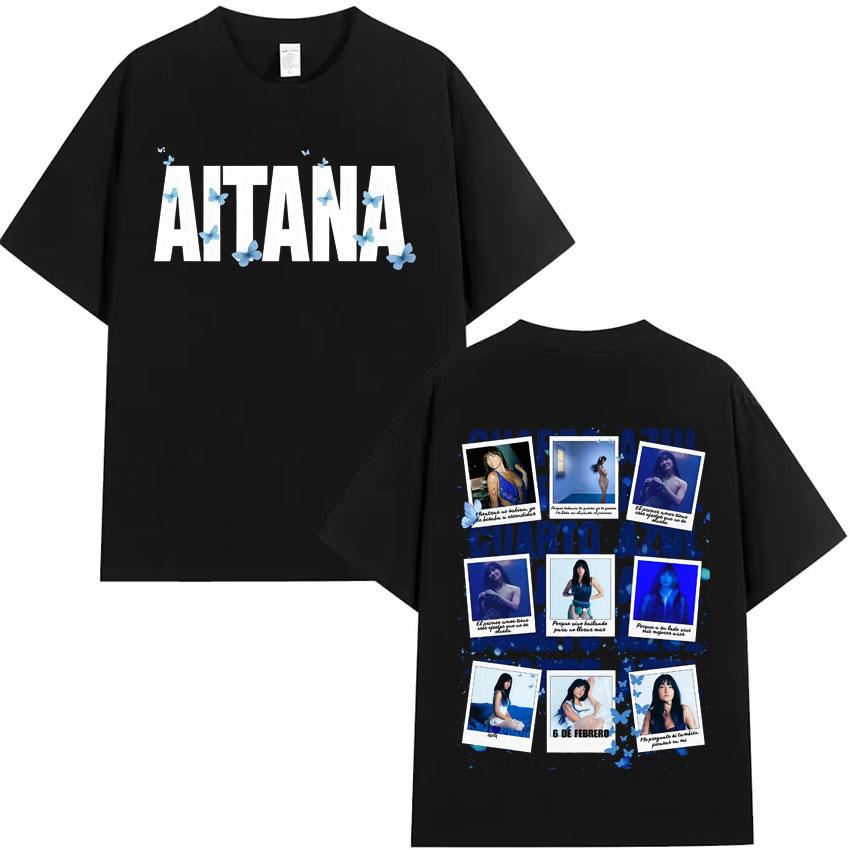 Summer Hot Sale Trendy 2025 Singer Aitana Ocana Tour Hippie T Shirts Cotton Tshirt Mens Y2K Casual Short Sleeves Tops Streetwear