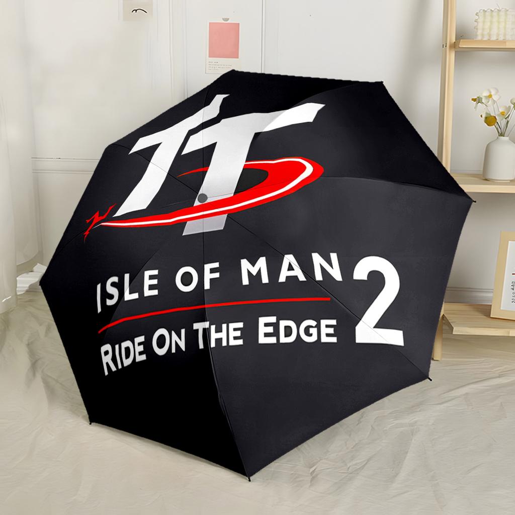Gara TT dell'Isola di Man Ombrello Automatico Portatile Compatto 8 Stecche Leggero Design Compatto Perfetto per Avventure all'Aperto Accessorio da Esterno