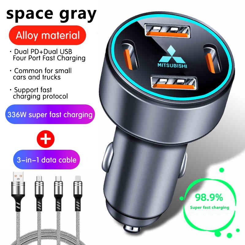 

Car Fast Charger USB Type-C Ports Power Adapter Accessories For Mitsubishi ASX Lancer Pajero Outlander Colt Galant L200 Ralliart