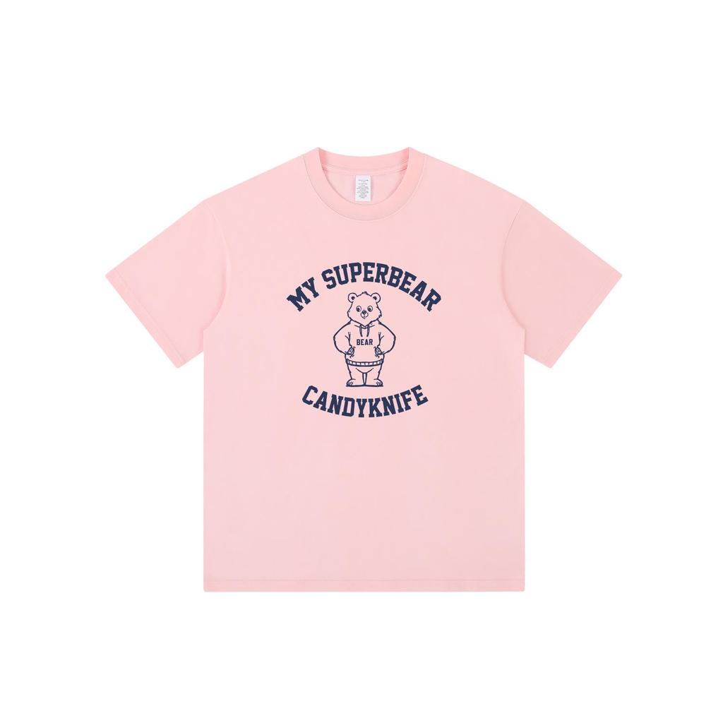 Unisex Oversized Bear Print Retro T-Shirt - Pure Cotton, Short Sleeve