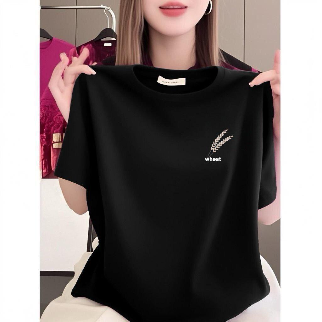 Korean Style Casual Women's Summer Slimming Print T-Shirt, Perfect for Middle-aged and Elderly
