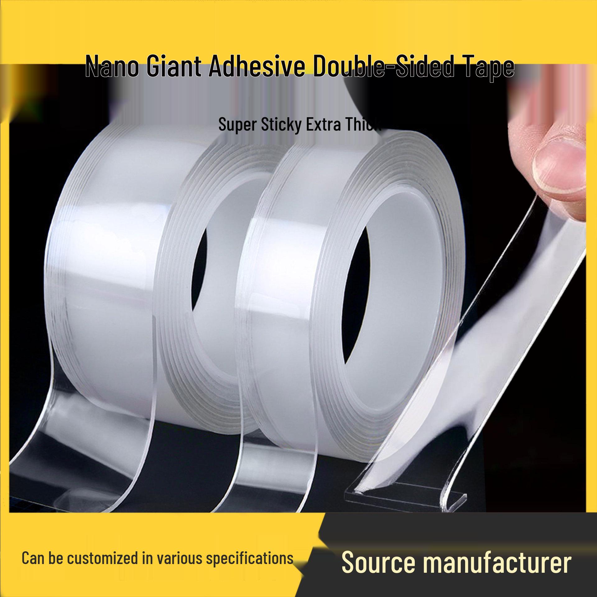 

Наноакриловая двусторонняя водонепроницаемая лента - Прозрачная, Без следов, Устойчивая к высоким температурам, Многоразовая, Моющаяся, Волшебный клей TikTok. 1m x 20mm; 1mm thick