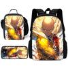 Kinder Anime One Punchs Man Schulrucksack mit Brotdosen ,Federmäppchen ,Schultaschen für Jungen Mädchen Bestes Geschenk