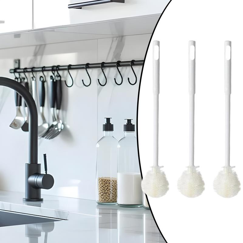 Silicone Bottle Brush 3 Pieces Foldable Bottle Cleaner With Long Handle Household Cleaning Tool For Baby Feeding Breast Pump