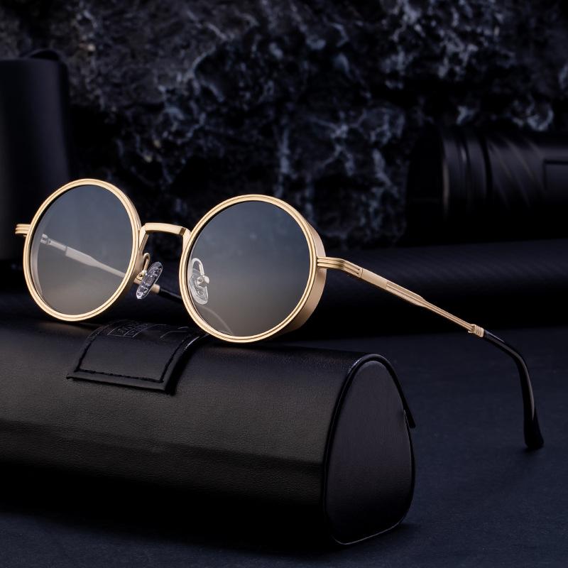2025 Men's Retro High-End Metal Oval Frame Round Sunglasses.