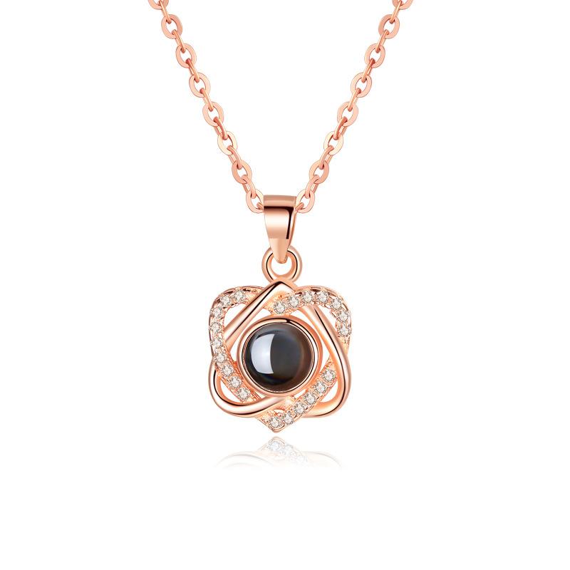 Double Love Heart-shaped Projection I Love You Clavicle Chain Gentle Wind