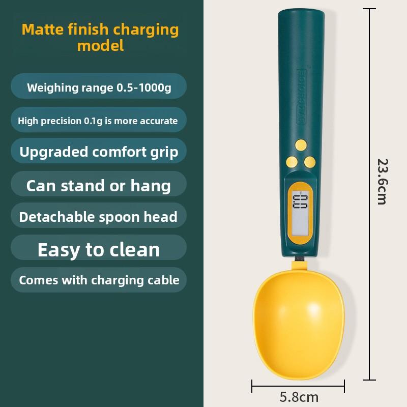 USB Rechargeable Digital Spoon Scale, 0.1g Precision Mini Weighing Spoon, Kitchen Baking & Pet Food Measuring Scale