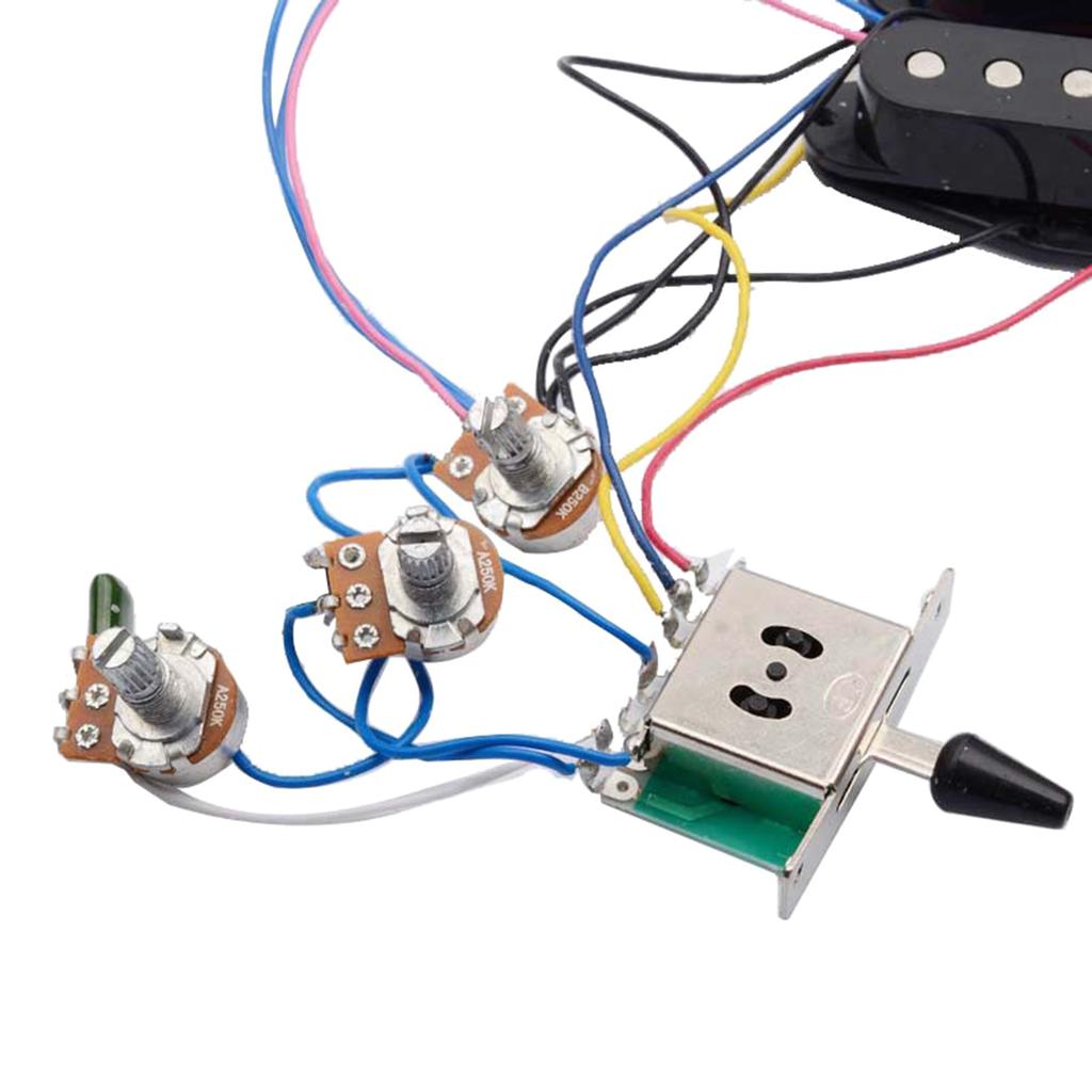 Vorverdrahteter Gitarren-Kabelbaum Elektrogitarre Tonabnehmer Verkabelung 5-Wege-Schalter 2T1V Regler Tonabnehmer für Elektrogitarren