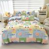 Japanese Cartoon Style Duvet Cover Set 3Pcs Bedding Set Colorful Plaid Pattern Kawaii Design Comforter Cover for Boys Girls