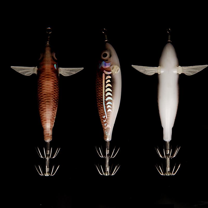 Luminous Squid Jig Lure Artificial Bait Squid Fishing Wood Shrimp Cuttlefish Octopus Noctilucent Jig Wood Shrimp For Sea Fishing