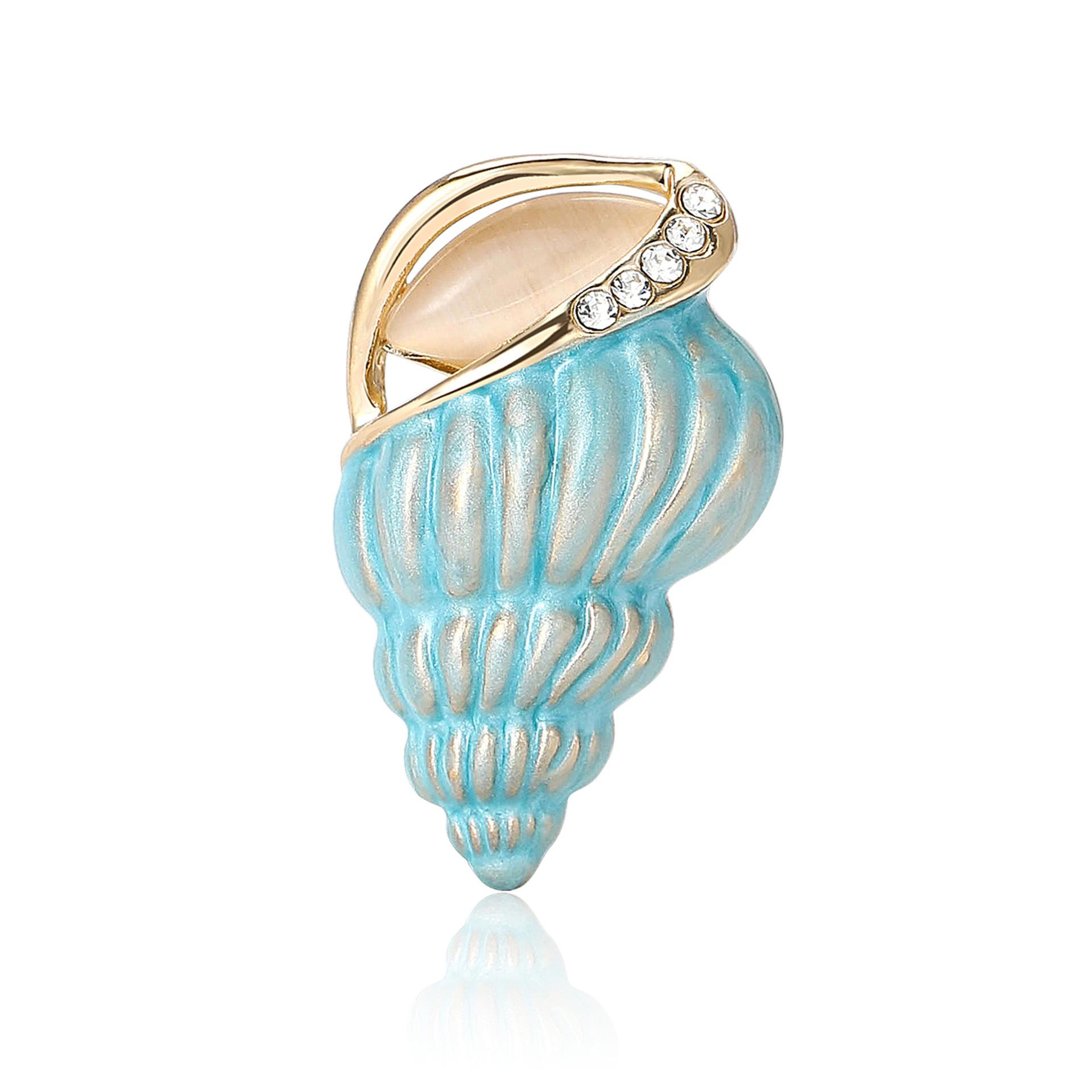 

Креативные эмалевые броши-ракушки для женщин, модные, со стразами, элегантные аксессуары для одежды, булавки, ювелирные изделия