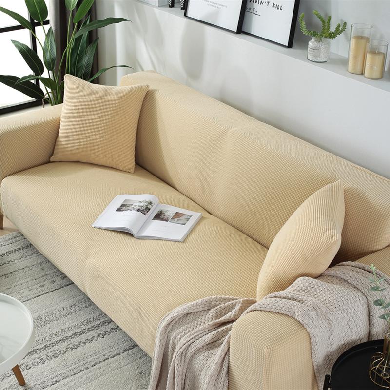 Thickened Elastic Sofa Cover Full Coverage Solid Color Winter Nordic Simple Leather Sand Hair Towel Full Cover Sofa Cushion Cover Fabric