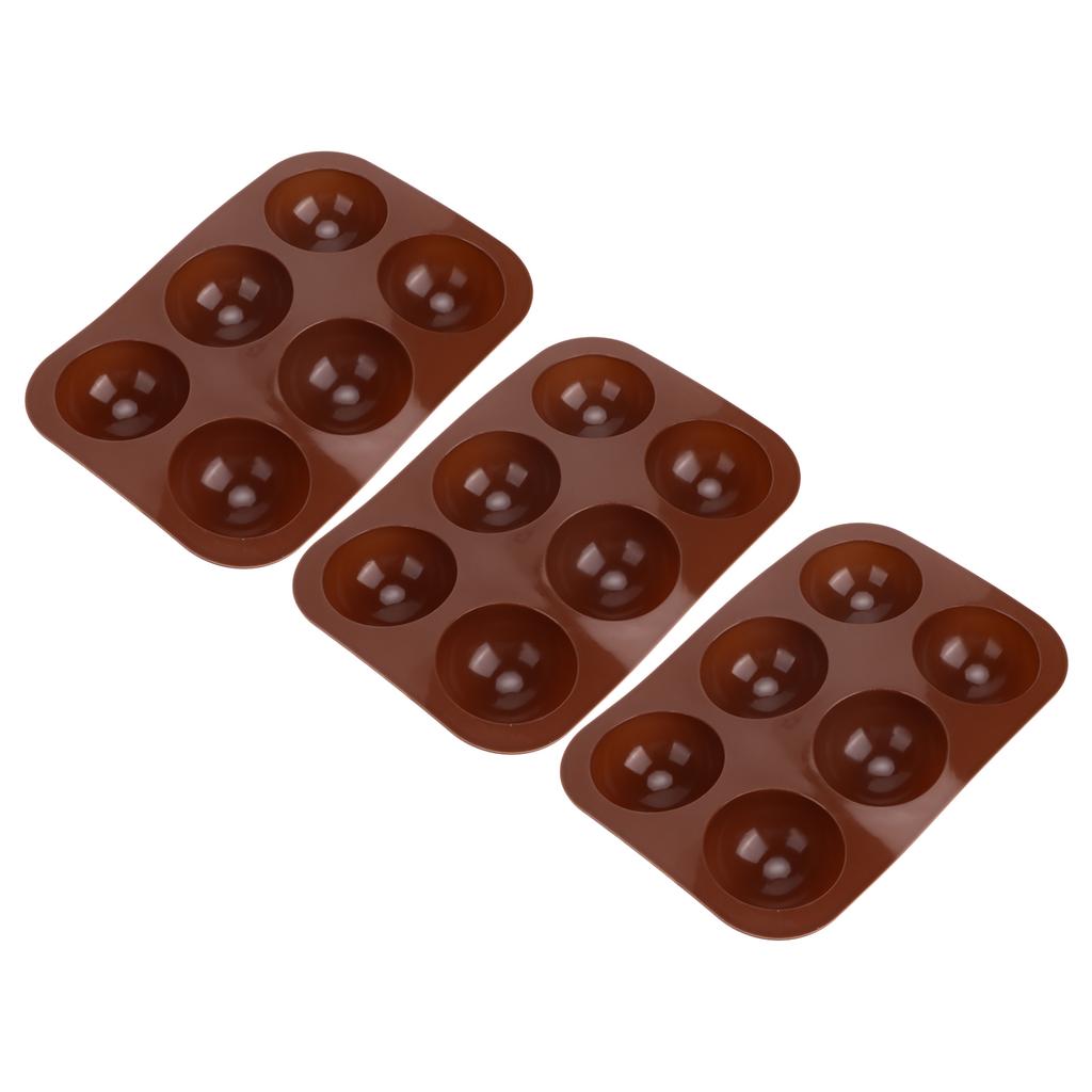 3 Pcs 6 Holes Silicone Baking Mold Semi Sphere Chocolate Bombs Mold for Cake Pudding