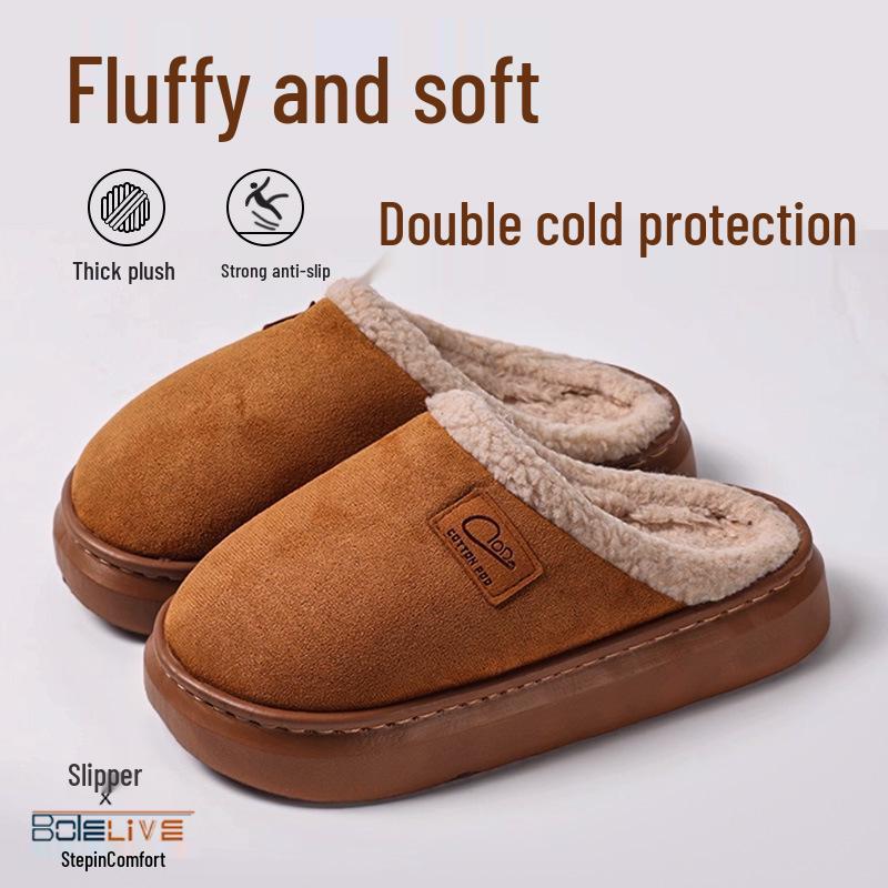 2025 New Stock: Men's & Women's Warm Postpartum Cotton Slippers - Closed-Heel, Autumn/Winter