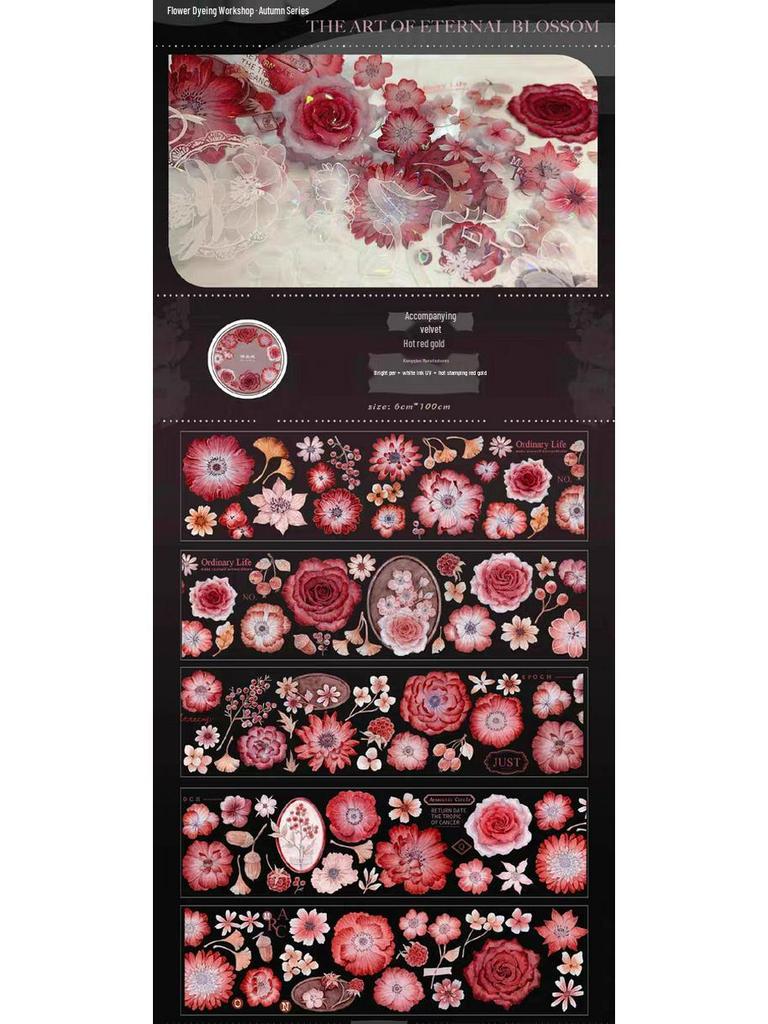 Falling Sunset Tide Washi Tape & Stickers for Journals: Flowing Hemp Ancient Style