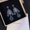 Geometric Retro Palace Style Blue Water Drop Irregular Fashion Light Luxury High-end Sense Earrings