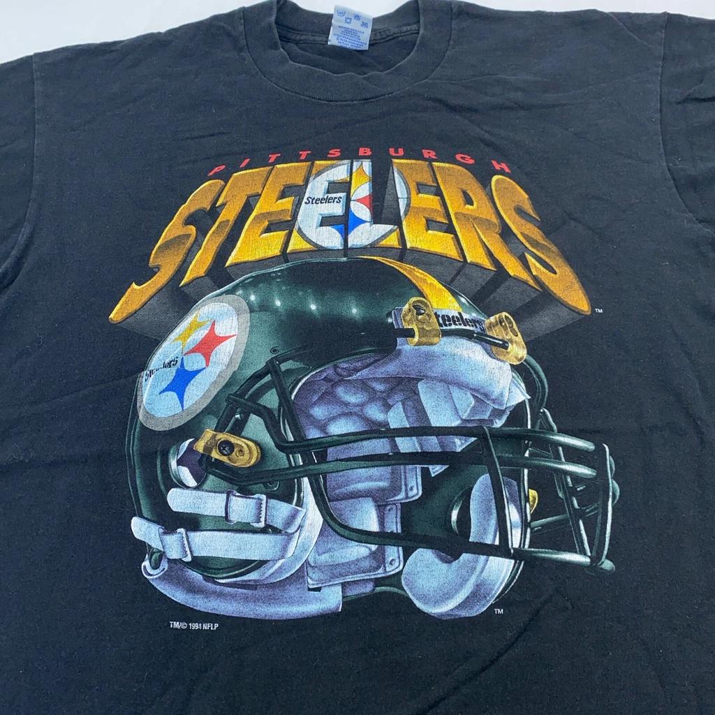 vintage 90s PITTSBURGH STEELERS HELMET SALEM T-Shirt LARGE football NFL soft