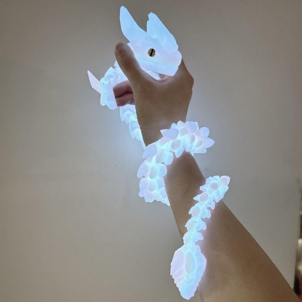 Length 11.8inch 3D Printed Horned Dragon Joints Movable PLA Simulation Animal Model Luminous Dragon Multicolor Figurine Ornament