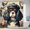 Animal Print Shower Curtain Vintage Style Dog Decor for Bathroom Floral Design Waterproof Fabric Perfect Gift Idea