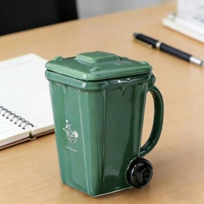 Creative Trash Can Ceramic Mug Funny Coffee Cup Gift for Friends Birthday Present Novelty Red Drinking Cup