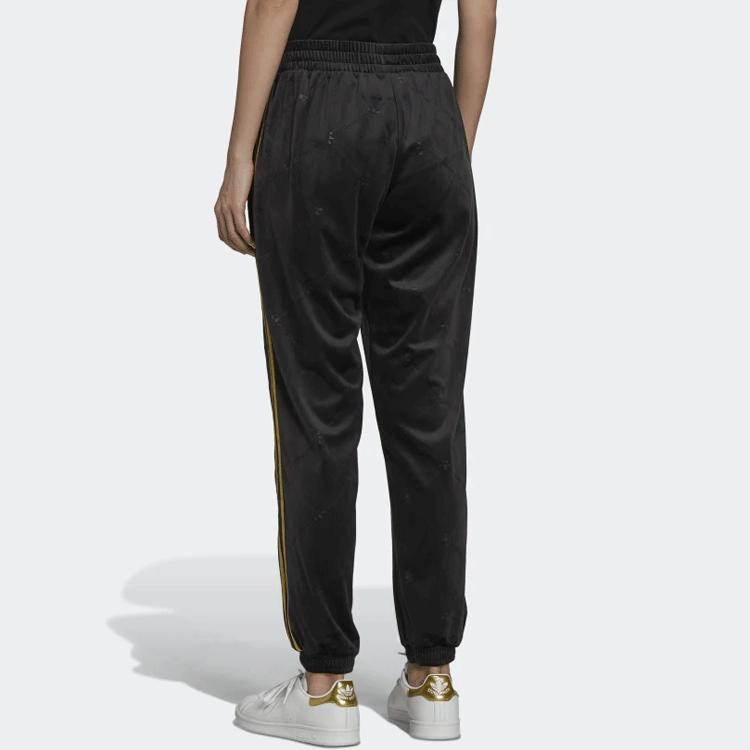 Adidas Originals Velour Embossed Logo Cuffed Retro Sports Knit Pants Women bottoms H18023