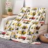 Cartoon Construction Truck Flannel Throw Blanket Excavator Crane Dumper Pattern Kids Flannel Blanket