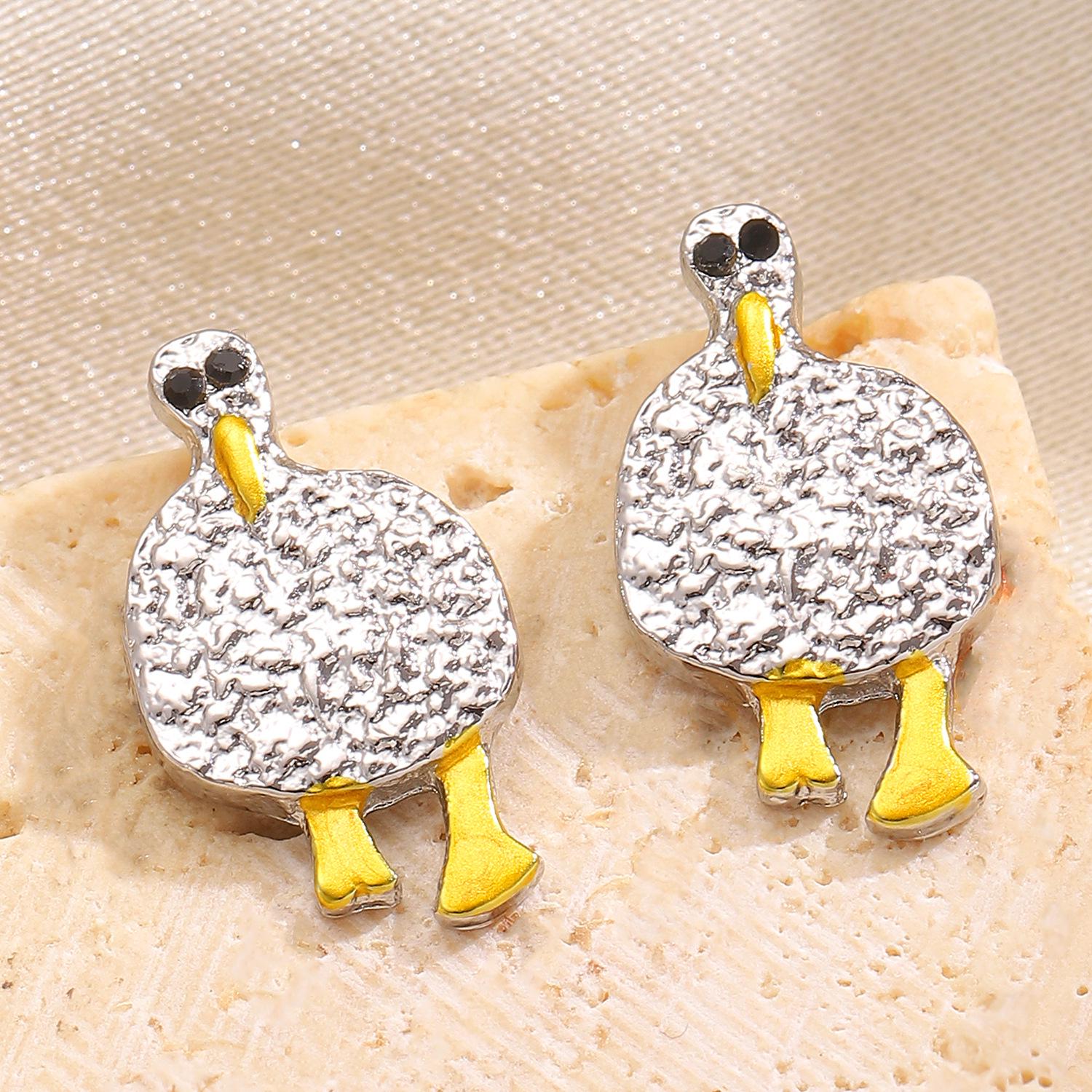 Очаровательные Пухлые Гуси Серебряные Серьги-Гвоздики - Уникальный, Креативный, Легкий Роскошный Модный Аксессуар для Женщин.