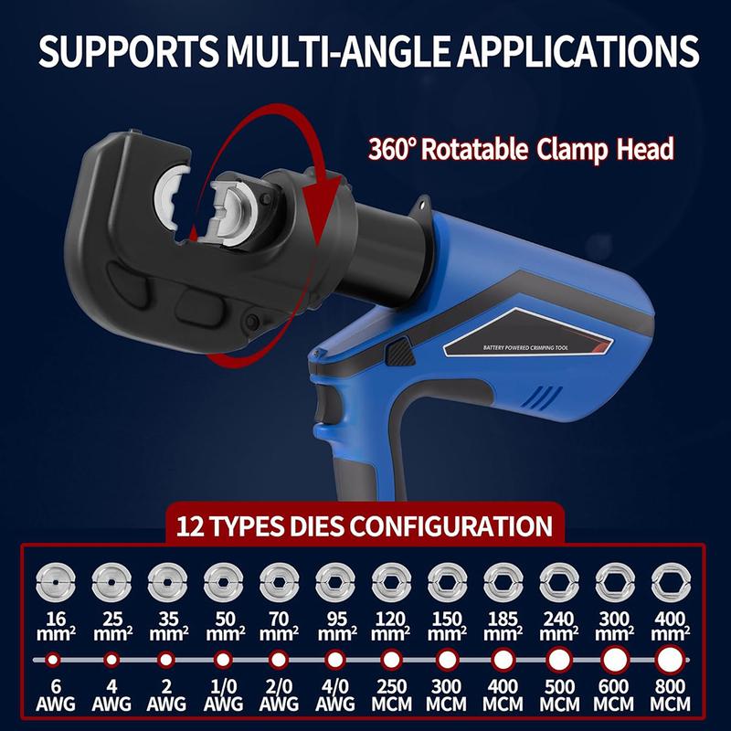 EZ-300 EZ-400 Electric Hydraulic Plier Rechargeable Hydraulic Crimping Plier w Battery Cable Copper Aluminum Terminal Crimp Tool