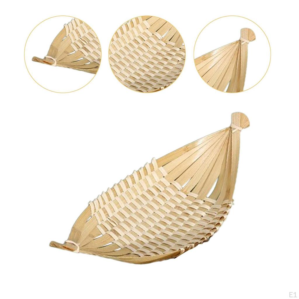 Bamboo Bread Tray Food Storage Basket Rustic Multiuse Woven Serving for