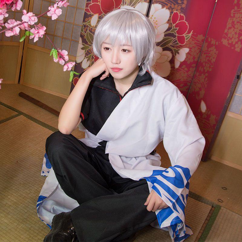 Zeitlos Stilvolles Gintama Sakata Gintoki Anime Silver Soul Halloween Cosplay Kostüm Anzug Komplettset für alle Anlässe