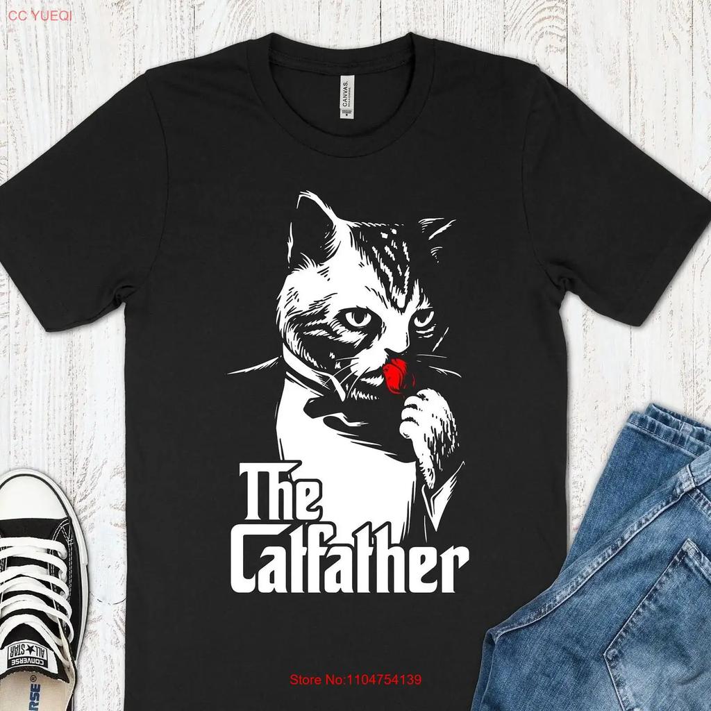 The CatFather T Shirt Funny Cat Dad For Unisex Daddy s Lover vintage Washed designer clothes fashion Unisex Stretched