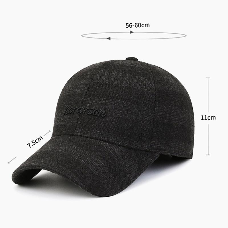 Men's Middle-Aged and Elderly Warm Woolen Hat Velvet Thick Baseball Cap Outdoor Windproof Coldproof Ear Protection Cap