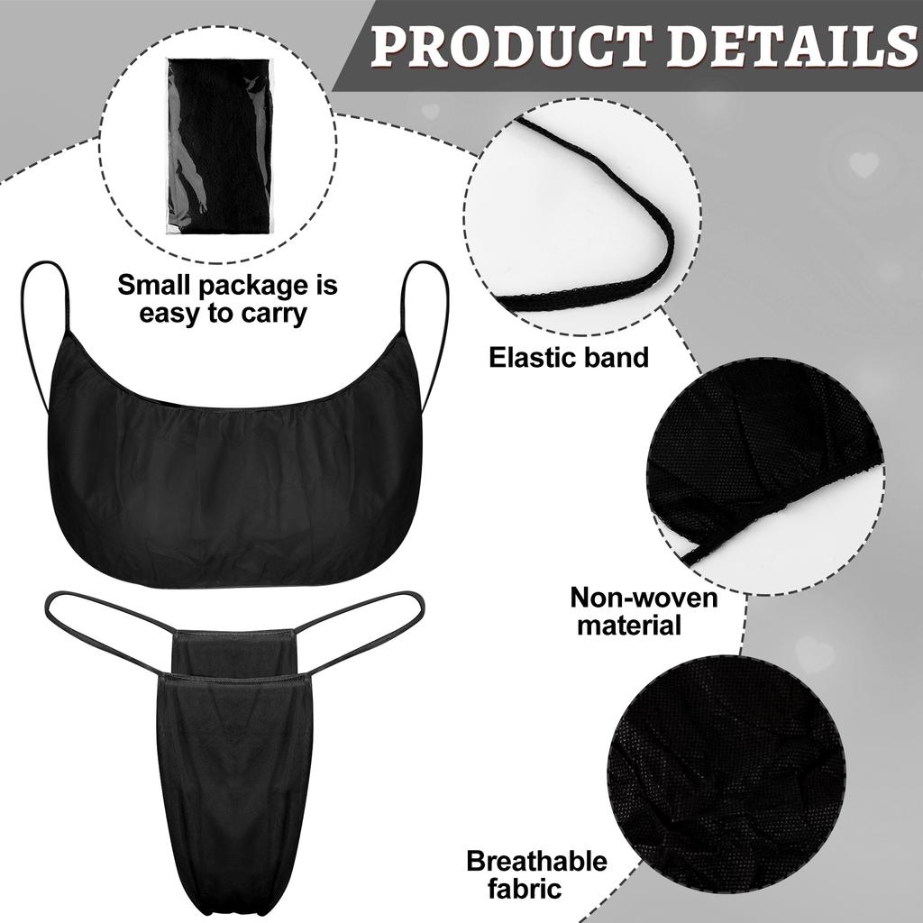 100 ks Jednorázové podprsenky a kalhotky Dámské jednorázové bikiny Tanga a podprsenka Lázeňské spodní prádlo pro lázně Masáž Stříkací opalování