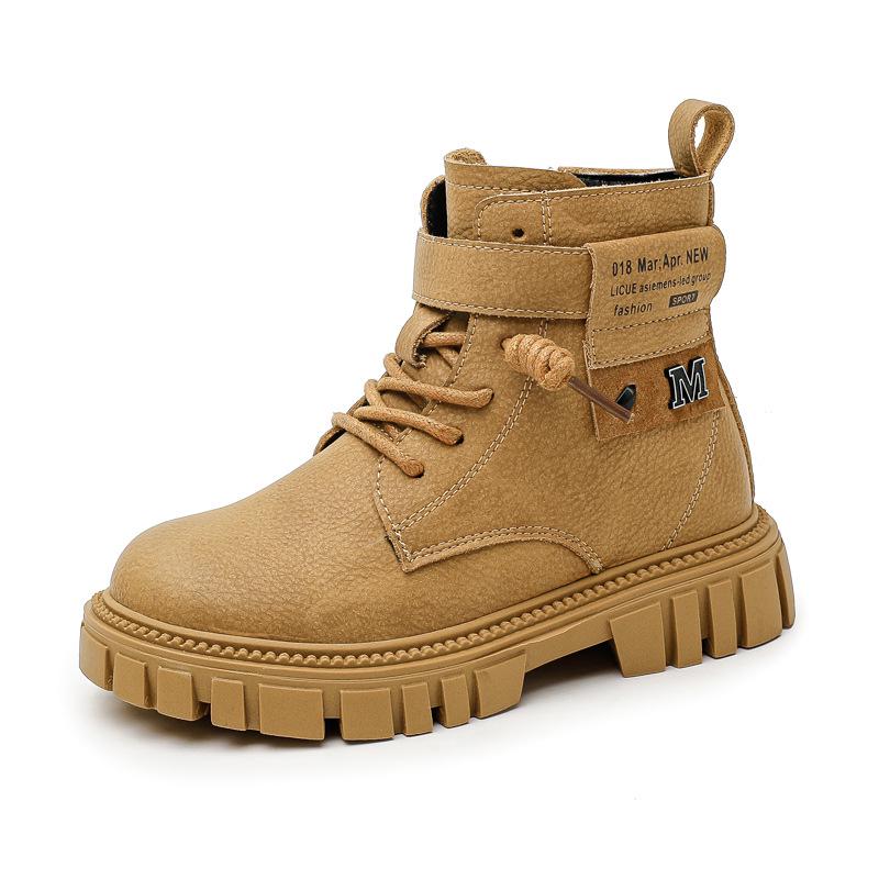 Boys' 2025 Autumn/Winter Fashion Casual Leather Ankle Boots for Middle and Big Kids - Korean Style