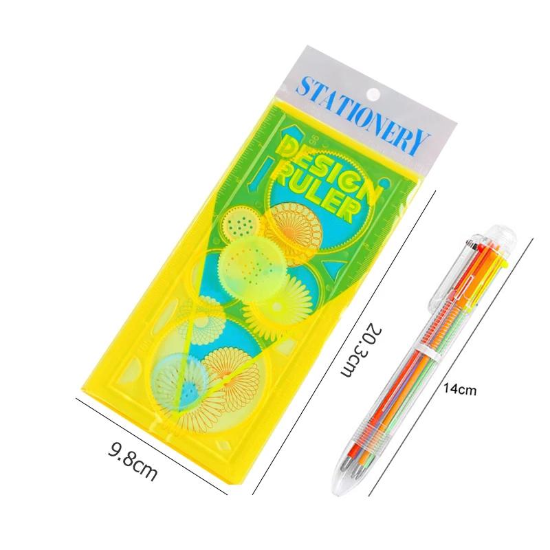 Spirograph Drawing Tools Set with Ballpoint Pen DIY Template Mathematical Roulette Drawing School Supplies Geometric Ruler TMZ