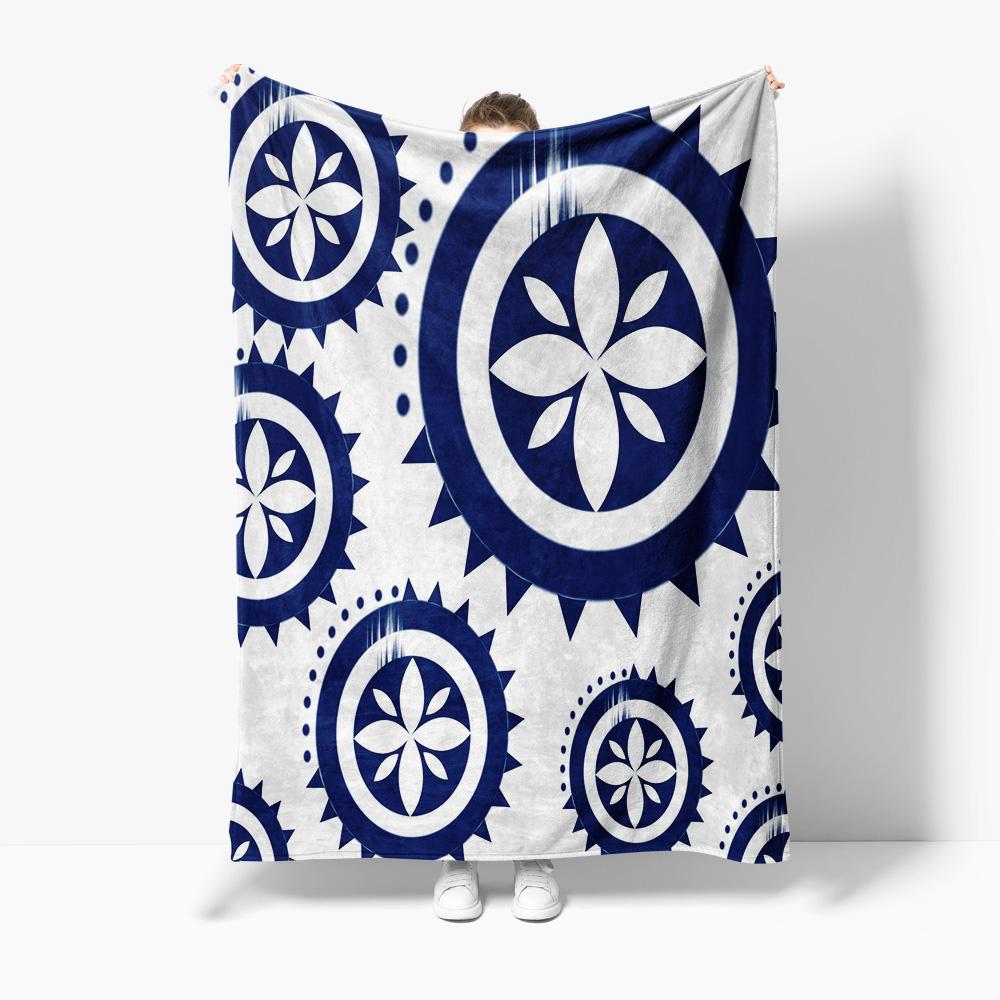 

Blue Geometric Pattern Blanket Throw Sofa Bed Decorative Bedspread for Home Living Room Bedroom 75x100cm