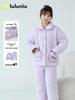 Pijama de Flanela de Inverno para Meninas Lulu Cow: Pijama Quiltado de Três Camadas, Grosso e Quente para Crianças Mais Velhas