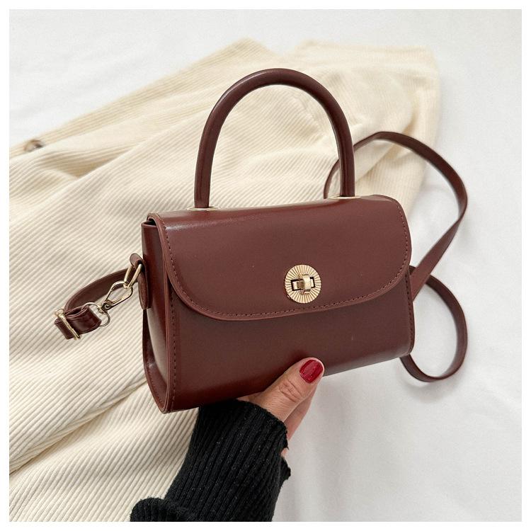 Neue Retro 2025 Winter neue einfarbige einfache Schloss lässige Messenger kleine quadratische Tasche in Textur