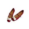 Sheepskin Version~ Xiaoxiangfeng Camellia Leather Mary Jane Single Shoes Women's Autumn Ballet Style Flat Shoes Ballet Shoes Ladyshoes