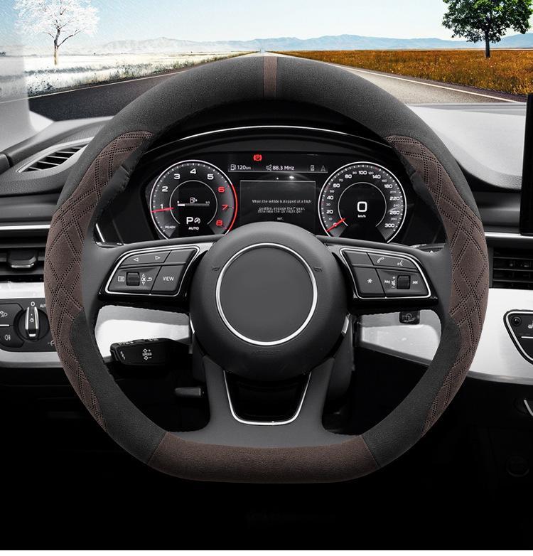 Ultra-Thin Suede Steering Wheel Cover for Geely Galaxy E8: Non-Slip, Sweat-Absorbing, Perfect for Autumn and Winter.