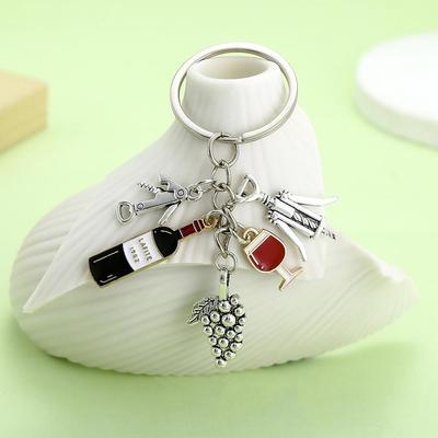 Zinc Alloy Grape Pendant Keychain - Unique Wine Bottle Charm Ornament for Bags