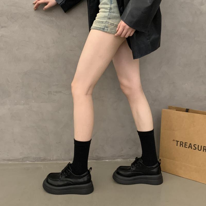 Small leather shoes women's new summer versatile muffin platform student lace-up retro single shoes