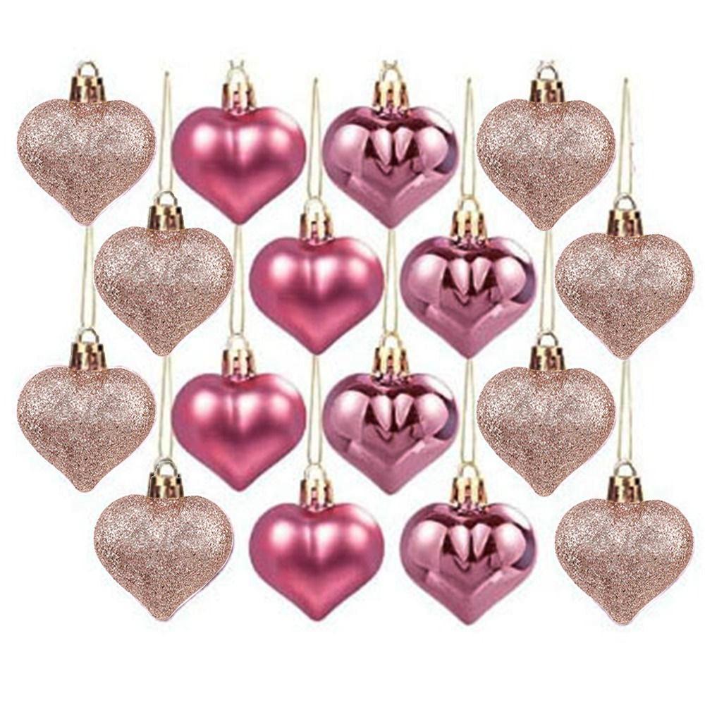 12Pcs/set Special-shaped Heart Ball Pendant Electroplated Love Heart Pendant  Valentine's Day